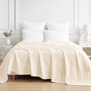 Cuvertura Kotonia Home - Waffle, 220x240 cm, 100% bumbac - ivoire - imagine 2