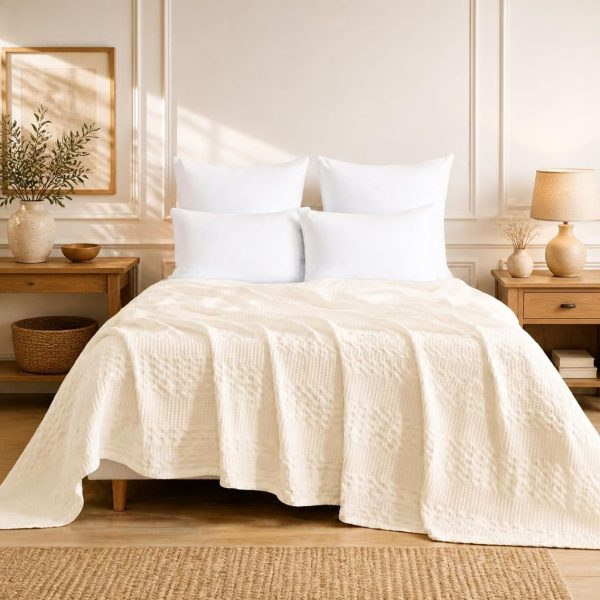 Cuvertura Kotonia Home - Waffle, 220x240 cm, 100% bumbac - ivoire