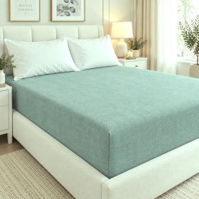 Husa pat cu elastic Kotonia Home - Ranforce La-viva color uni, denim