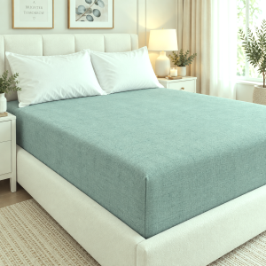 Husa pat cu elastic Kotonia Home - Ranforce La-viva color uni, denim