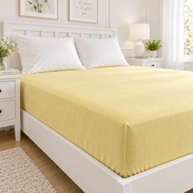 Husa pat cu elastic Kotonia Home - Ranforce La-viva color uni, galben pai
