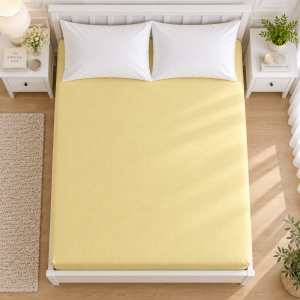 Husa pat cu elastic Kotonia Home - Ranforce La-viva color uni, galben pai - imagine 2