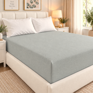 Husa pat cu elastic Kotonia Home - Ranforce La-viva color uni, gri mediu