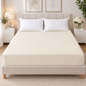 Husa pat cu elastic Kotonia Home - Ranforce La-viva color uni, ivoire