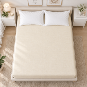 Husa pat cu elastic Kotonia Home - Ranforce La-viva color uni, ivoire - imagine 2