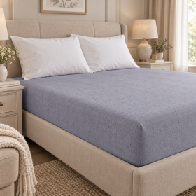 Husa pat cu elastic Kotonia Home - Ranforce La-viva color uni, mov melange