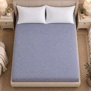 Husa pat cu elastic Kotonia Home - Ranforce La-viva color uni, mov melange - imagine 2