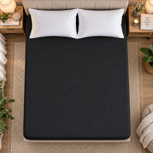 Husa pat cu elastic Kotonia Home - Ranforce La-viva color uni, negru - imagine 2