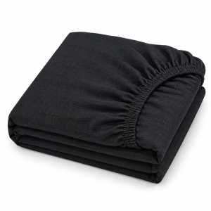 Husa pat cu elastic Kotonia Home - Ranforce La-viva color uni, negru - imagine 3