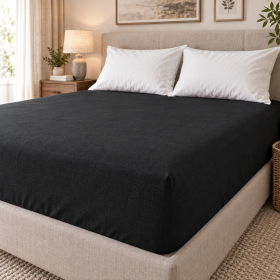 Husa pat cu elastic Kotonia Home - Ranforce La-viva color uni, negru