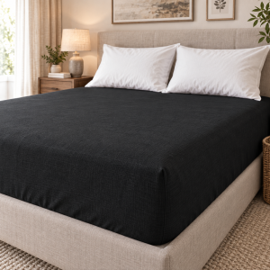 Husa pat cu elastic Kotonia Home - Ranforce La-viva color uni, negru