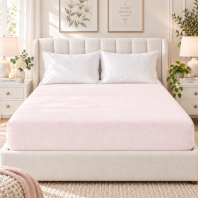 Husa pat cu elastic Kotonia Home - Ranforce La-viva color uni, roz pal