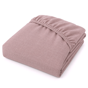 Husa pat cu elastic Kotonia Home - Ranforce La-viva color uni, roz prafuit - imagine 2