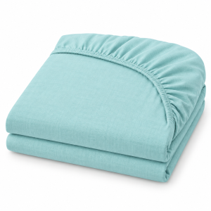 Husa pat cu elastic Kotonia Home - Ranforce La-viva color uni, turquoise - imagine 2