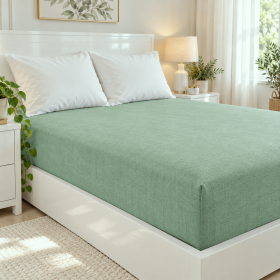 Husa pat cu elastic Kotonia Home - Ranforce La-viva color uni, verde salvie