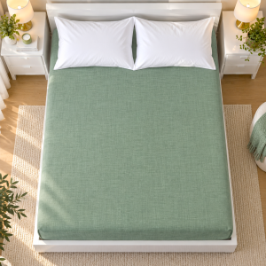 Husa pat cu elastic Kotonia Home - Ranforce La-viva color uni, verde salvie - imagine 2