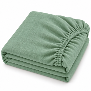 Husa pat cu elastic Kotonia Home - Ranforce La-viva color uni, verde salvie - imagine 3