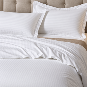 Lenjerie de pat Kotonia Home Hotel XXL, 100% bumbac, Damasc cu latime dungi 2 cm, alb - imagine 5
