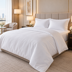 Lenjerie de pat Kotonia Home Hotel King Size, 100% bumbac, Damasc DeLux Saten, alb