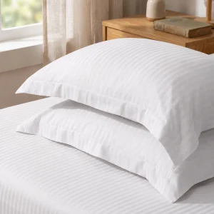 Lenjerie de pat Kotonia Home Hotel XXL, 100% bumbac, Damasc cu latime dungi 2 cm, alb - imagine 4