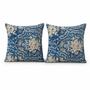 Pachet 2 perne decorative Kotonia Home - 40x40 cm, creton impermeabil 100% bumbac, decor floral 28 - imagine 2