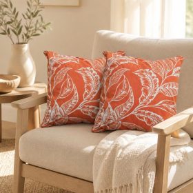 Pachet 2 perne decorative Kotonia Home - 40x40 cm, creton impermeabil 100% bumbac, decor frunze 24