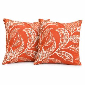 Pachet 2 perne decorative Kotonia Home - 40x40 cm, creton impermeabil 100% bumbac, decor frunze 24 - imagine 2