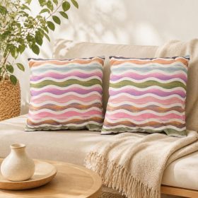 Pachet 2 perne decorative Kotonia Home - 40x40 cm, creton impermeabil 100% bumbac, decor curcubeu 26