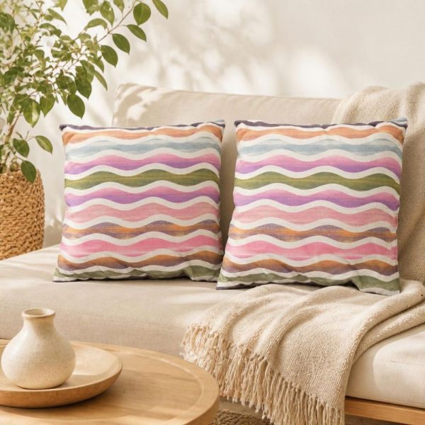 Pachet 2 perne decorative Kotonia Home - 40x40 cm, creton impermeabil 100% bumbac, decor curcubeu 26