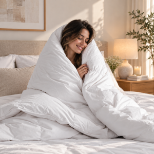 Pilota 4 Anotimpuri Kotonia Home - matlasata cu puf siliconizat, 180x200 cm, 450g/mp, alba - imagine 7