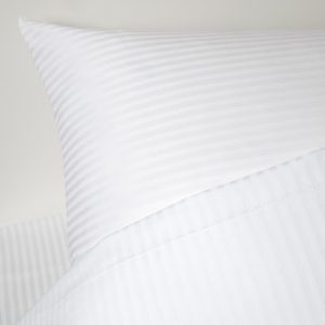 Cearceaf pentru pilota Kotonia Home Hotel - Damasc Saten cu dungi de 0.5 cm, 100% bumbac, alb - imagine 3