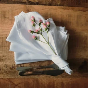 Servete de masa Kotonia Home - 35x45 cm, Damasc cu dungi de 1 cm, 100% bumbac, alb, 50 bucati - imagine 3