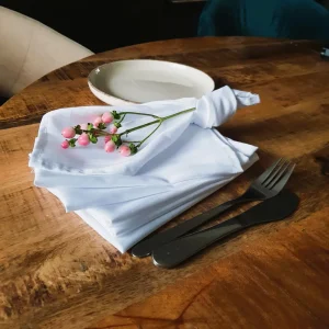 Servete de masa Kotonia Home - 35x45 cm, Damasc cu dungi de 1 cm, 100% bumbac, alb, 50 bucati - imagine 5