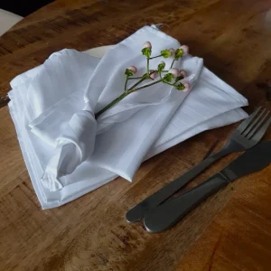 Servete de masa Kotonia Home - 35x45 cm, Damasc cu dungi de 1 cm, 100% bumbac, alb, 50 bucati