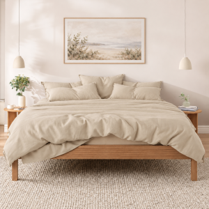 Cearceaf de pat Kotonia Home, 100% bumbac, Olandina color, 220x240 cm, camel