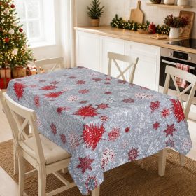 Fata de masa Kotonia Home Winter 30, 100% bumbac, gri cu motive de Craciun