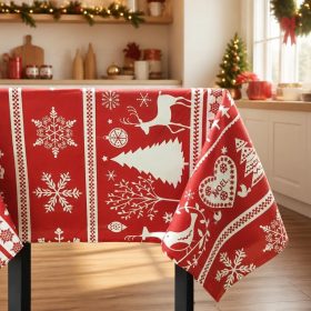 Fata de masa Kotonia Home decor Craciun, 100% Bumbac, rosu cu reni