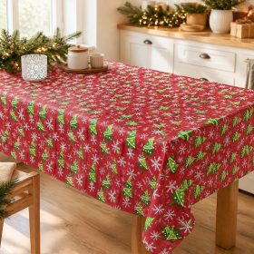 Fata de masa Kotonia Home decor Craciun, 100% Bumbac, rosu cu brazi