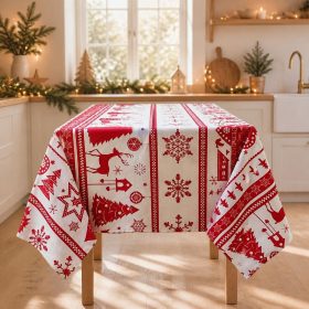 Fata de masa Kotonia Home decor Craciun, 100% Bumbac, alb cu reni