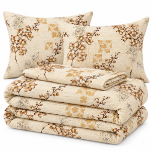 Lenjerie de pat - 2 persoane, textura creponata, decor floral - cod 036 - imagine 3