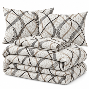 Lenjerie de pat - 2 persoane, textura creponata, decor geometric- cod 027 - imagine 3