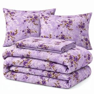 Lenjerie de pat - 2 persoane, textura creponata, decor floral - cod 037 - imagine 2