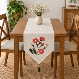Napron decorativ Kotonia Home - tesatura burlap cu decor in relief, dimensiune 40x113 cm -  01