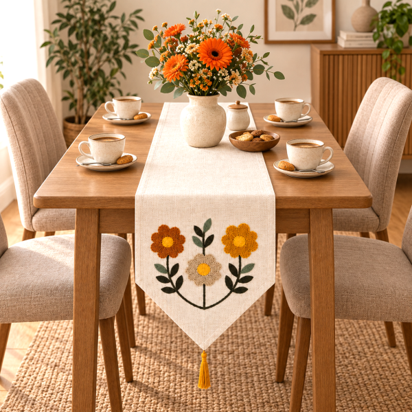 Napron decorativ Kotonia Home - tesatura burlap cu decor in relief, dimensiune 40x113 cm -  02