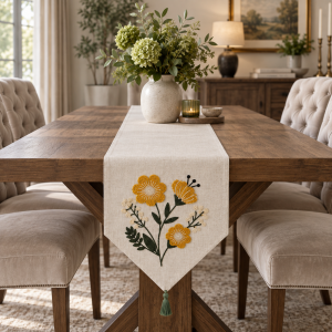 Napron decorativ Kotonia Home - tesatura burlap cu decor in relief, dimensiune 40x113 cm - 03