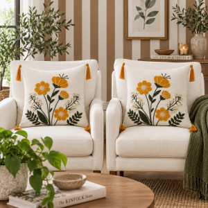 Pachet 2 huse perna decorative Kotonia Home - tesatura burlap cu decor in relief, dimensiune 40x40 cm - 06