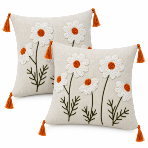 Pachet 2 huse perna decorative Kotonia Home - tesatura burlap cu decor in relief, dimensiune 40x40 cm - 07 - imagine 5