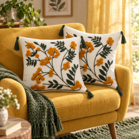 Pachet 2 huse perna decorative Kotonia Home - tesatura burlap cu decor in relief, dimensiune 40x40 cm - 08