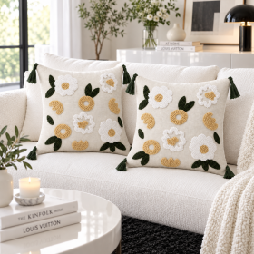 Pachet 2 huse perna decorative Kotonia Home - tesatura burlap cu decor in relief, dimensiune 40x40 cm - 09