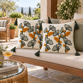 Pachet 2 huse perna decorative Kotonia Home - tesatura burlap cu decor in relief, dimensiune 40x40 cm - 10